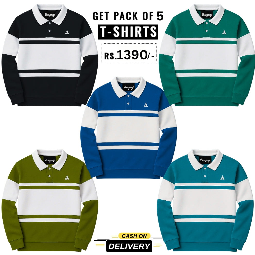 Men's Polo Premium Cotton T-Shirts | Pack of 5