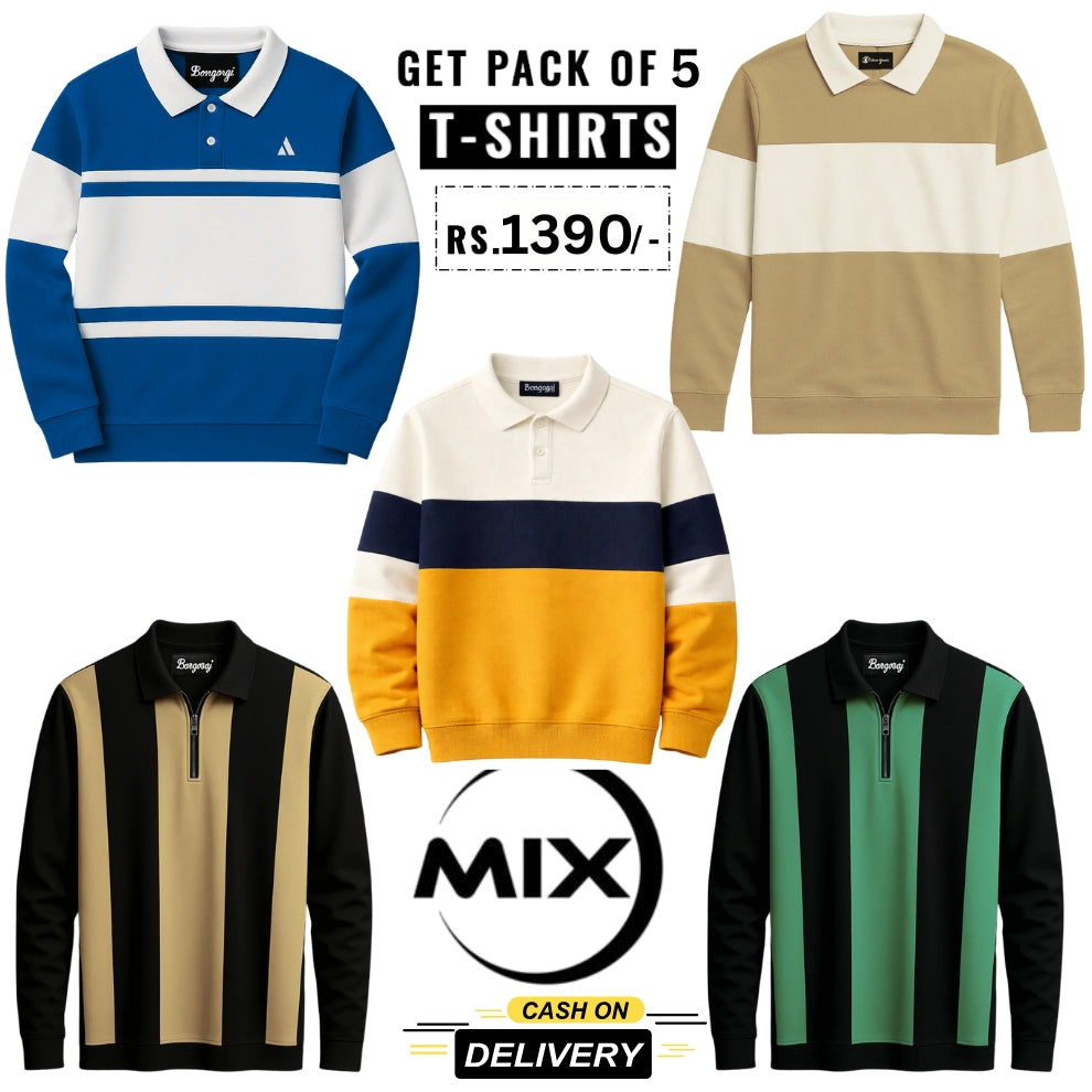 Men's Polo Premium Cotton T-Shirts | Pack of 5