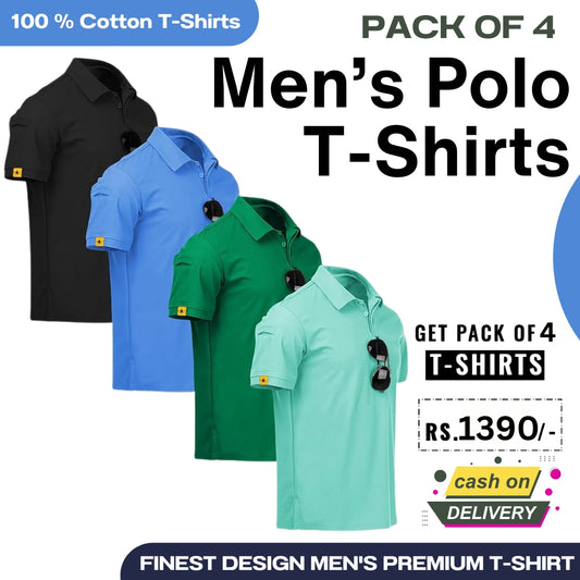 Men's Polo Premium Cotton T-Shirts | Pack of 4