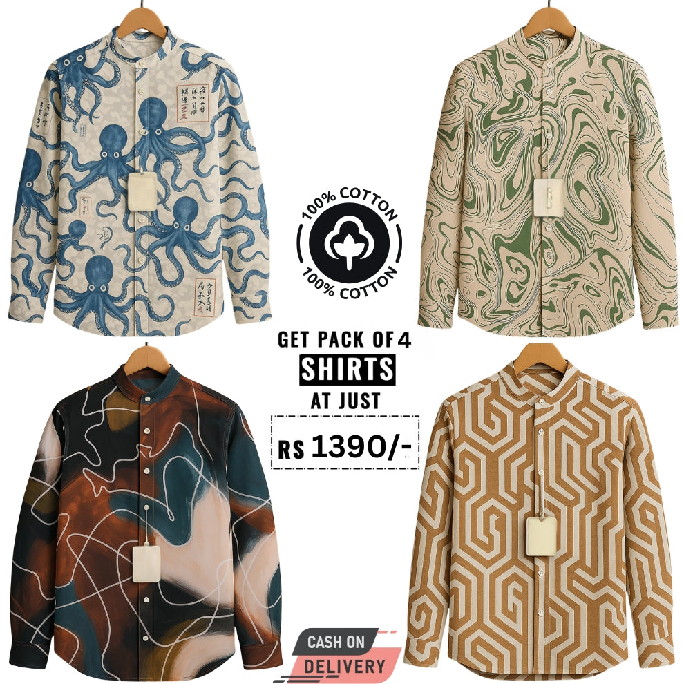 Men's Full Sleeves Cotton T-Shirts | Pack of 4