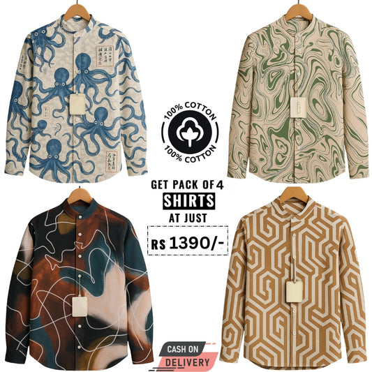 Men's Full Sleeves Cotton T-Shirts | Pack of 4