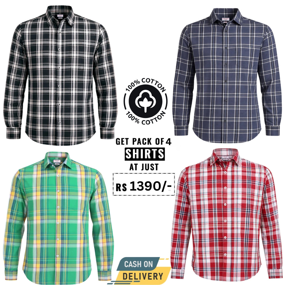 Men's Full Sleeves Cotton T-Shirts | Pack of 4