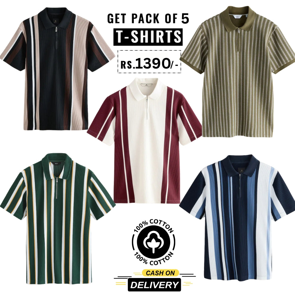 Men's Polo Premium Cotton T-Shirts | Pack of 5