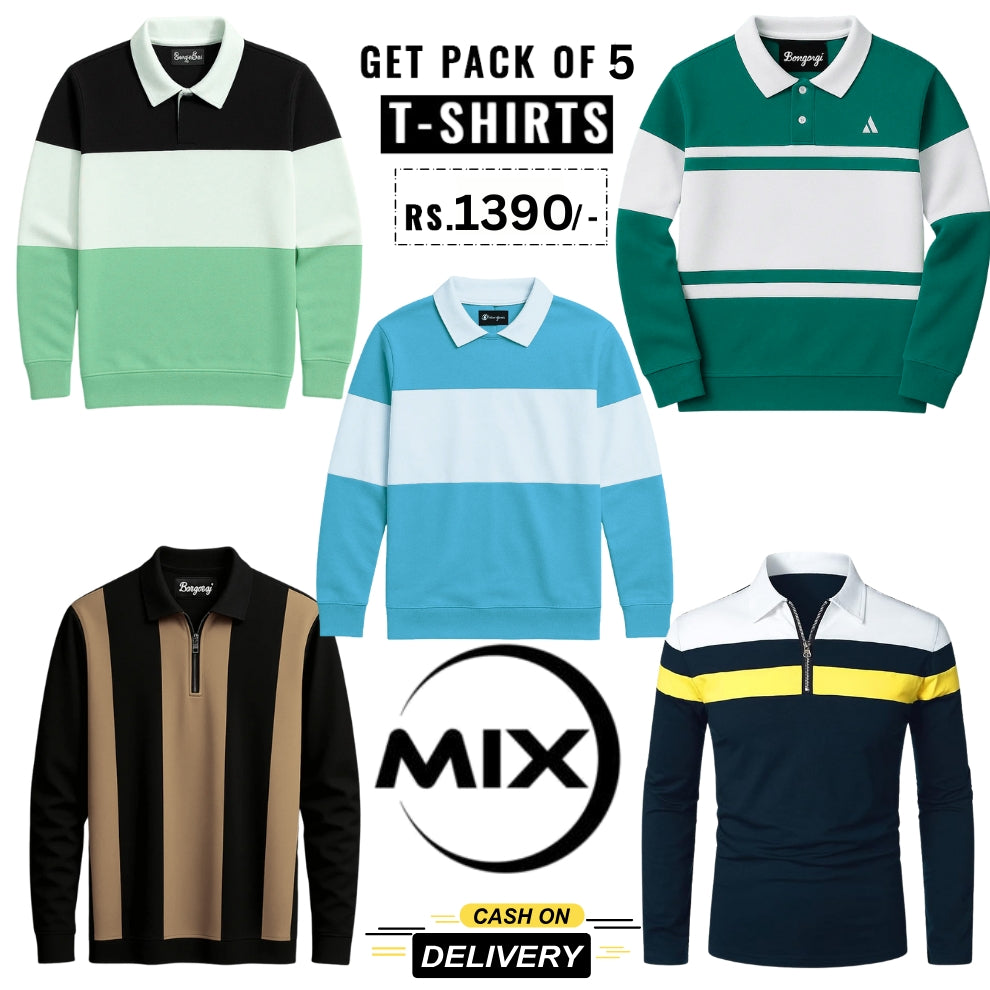 Men's Polo Premium Cotton T-Shirts | Pack of 5