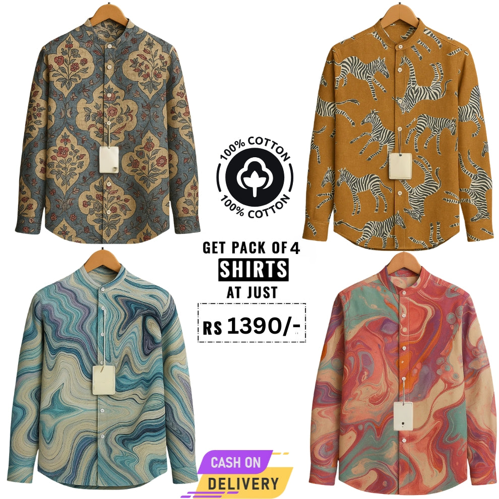 Men's Full Sleeves Cotton T-Shirts | Pack of 4