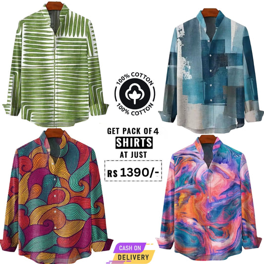 Men's Full Sleeves Cotton T-Shirts | Pack of 4